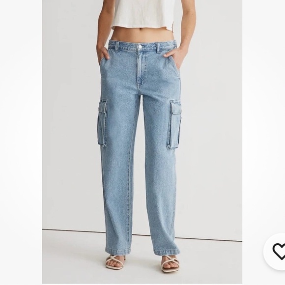 Madewell Women's Low-Slung Straight Cargo Jeans In Coleman Wash Size 27 - Picture 1 of 16
